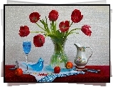 Tulipany, Flakon, Dzbanuszek, Jabłka