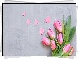 Różowe, Tulipany, Serduszka