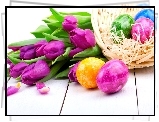 Wielkanoc, Tulipany, Jajka