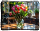 Kwiaty, Tulipany, Kolorowe, Wazon