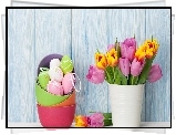 Wielkanoc, Kompozycja, Bukiet, Tulipany, Pisanki