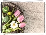 Wielkanocna, Dekoracja, Tulipany, Pisanki, Gerbera