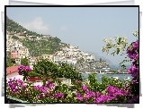 Włochy, Amalfi, Domy, Kwiatki