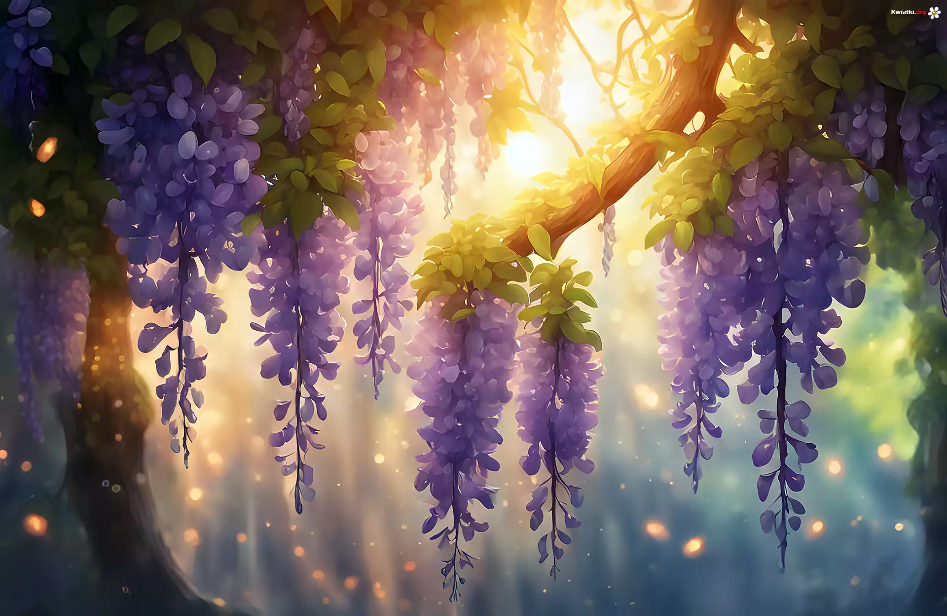 Wisteria, Glicynia, Kwiaty, Grafika