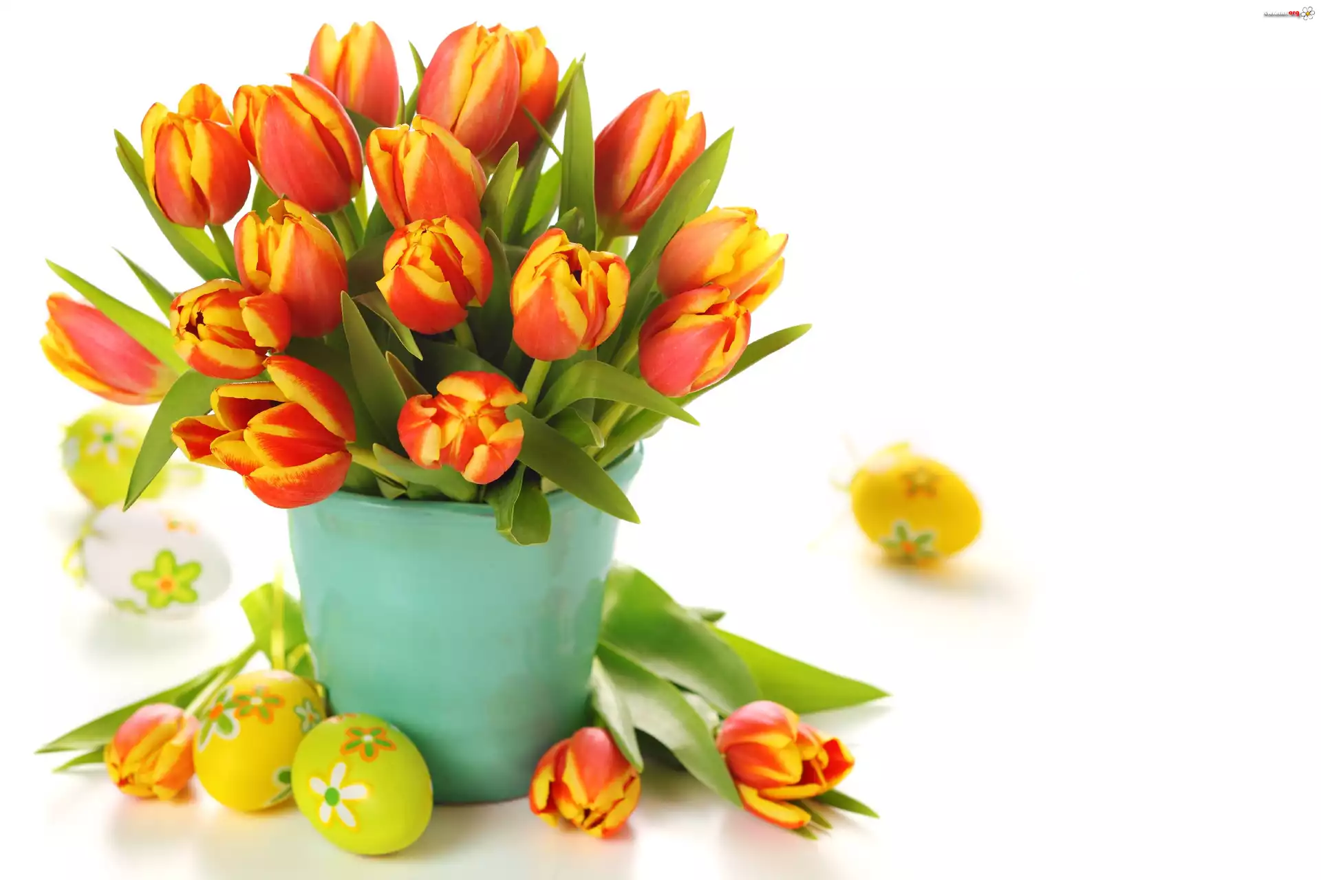 Wielkanoc, Jajka, Tulipany