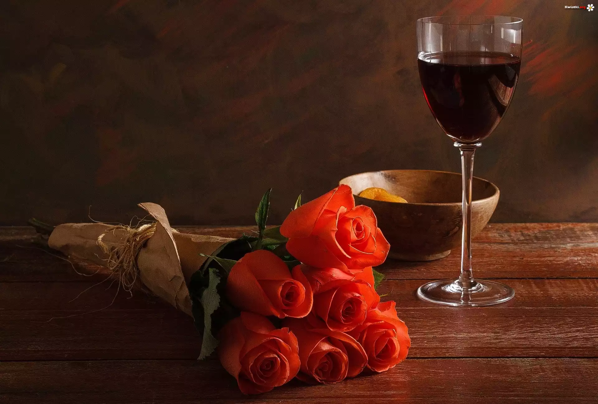 Róże, Kieliszek, Wino