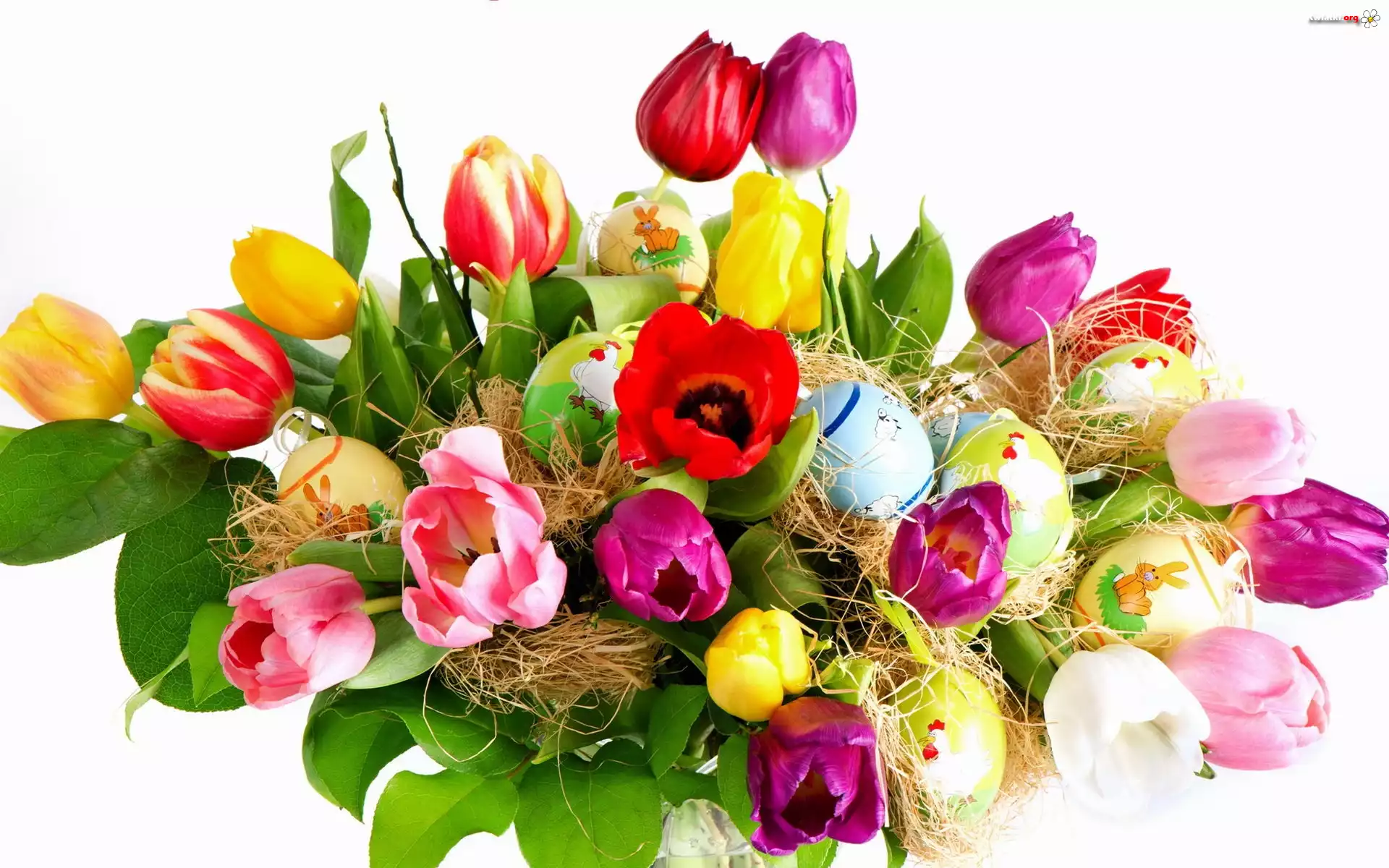 Kolorowe, Tulipany, Pisanki, Wielkanoc