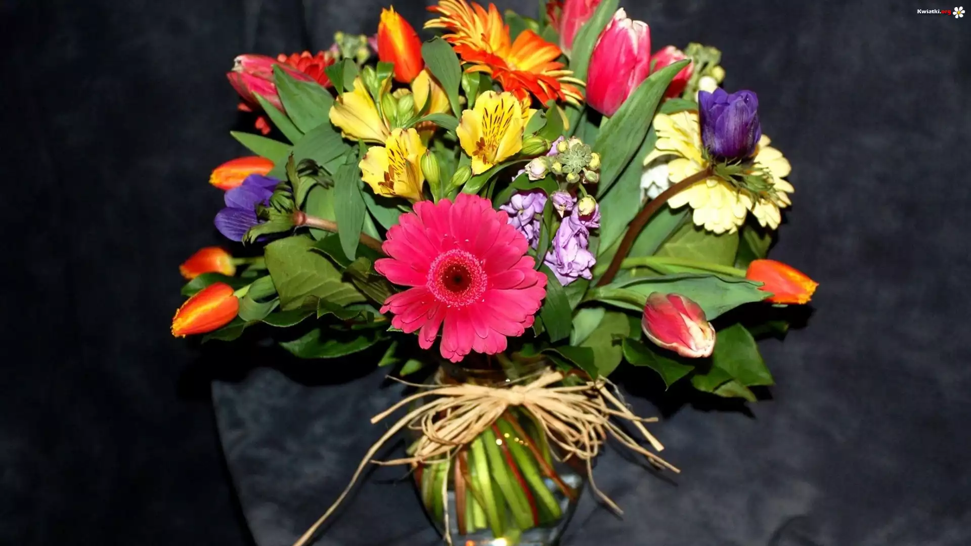 Kompozycja, Bukiet, Kwiaty, Alstremeria, Gerbery, Tulipany