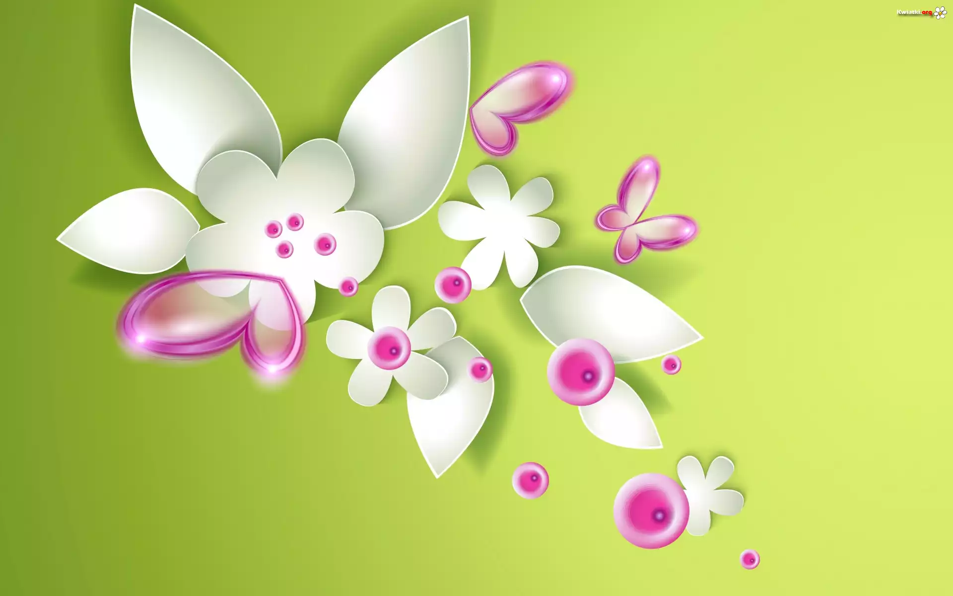 Kwiaty, Motyle, Grafika 2D