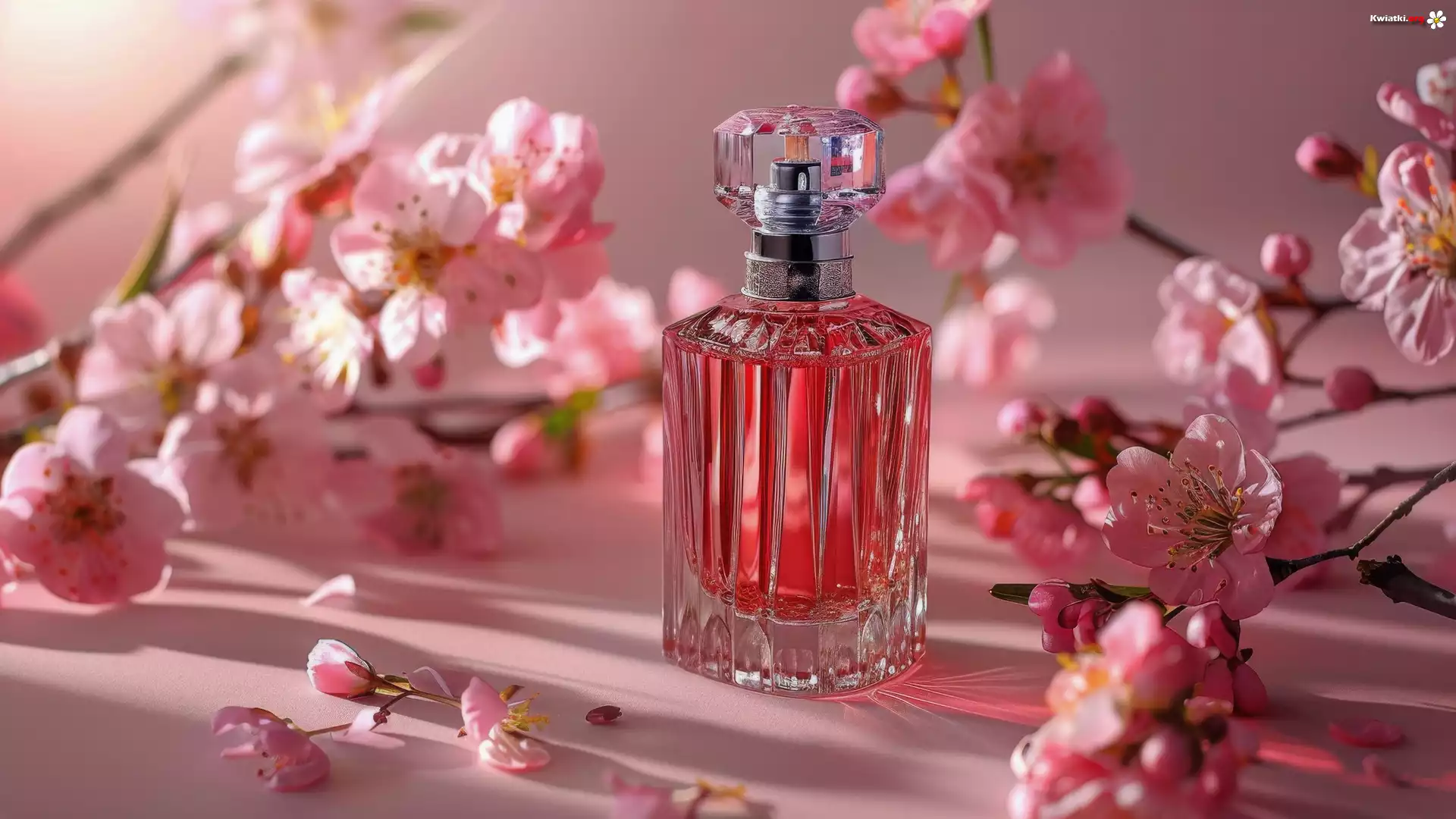 Różowe, Perfumy, Flakon, Kwiaty