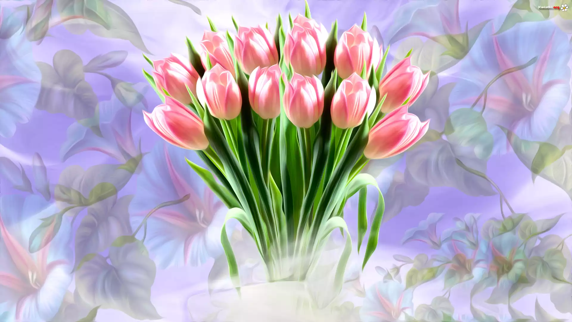 Kwiaty, Bukiet, Tulipany, Grafika