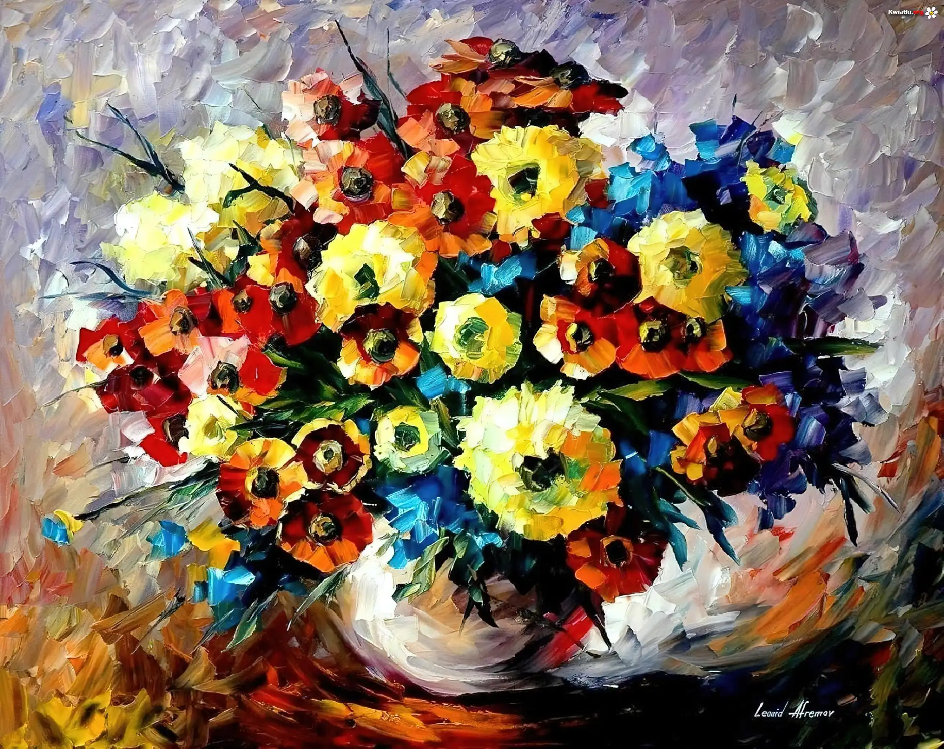 Obraz, Reprodukcja, Leonid Afremov, Bukiet, Kwiatów