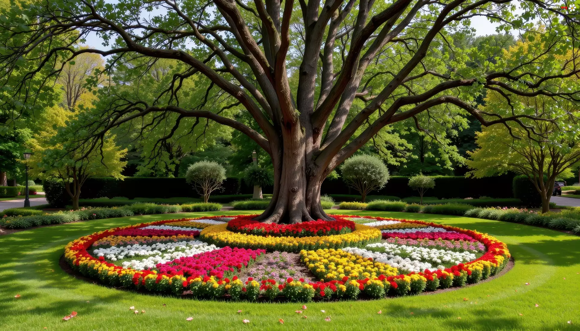 Rabaty Kwiaty, Drzewo, Park