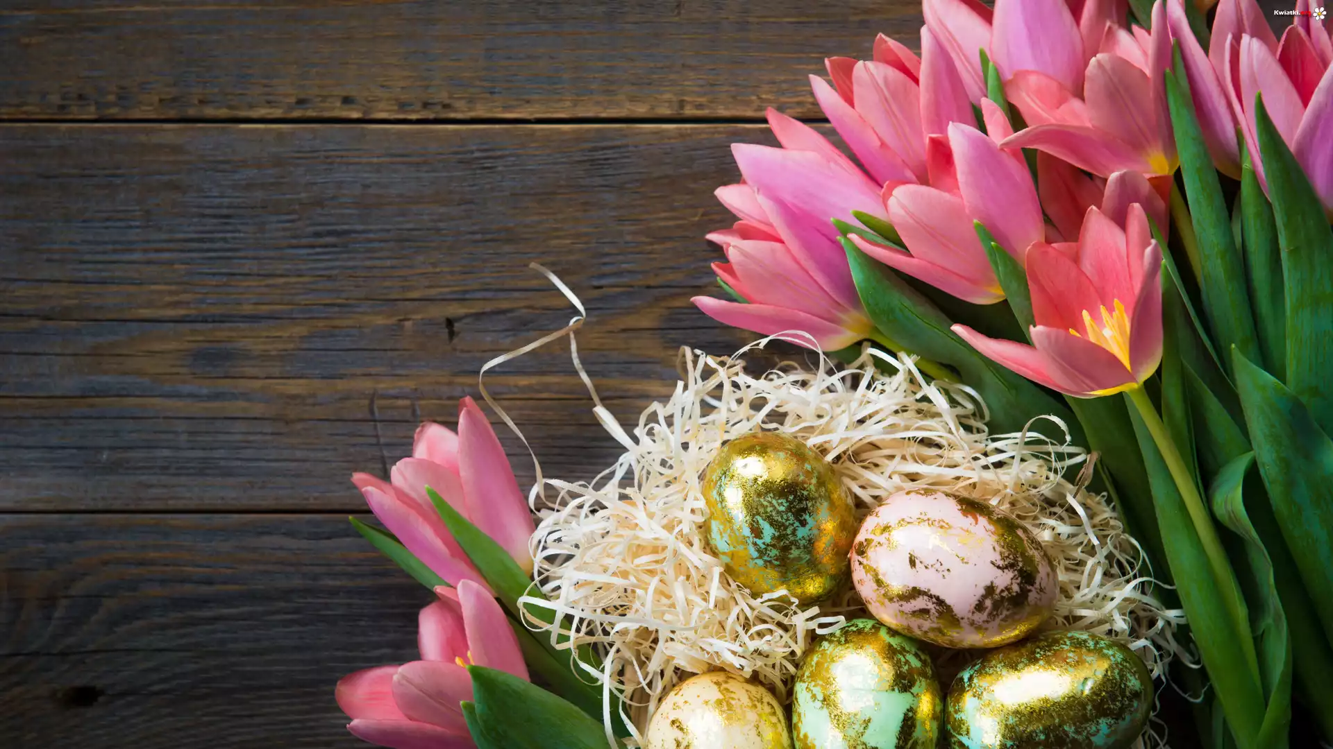Tulipany, Pisanki, Deski, Wielkanoc