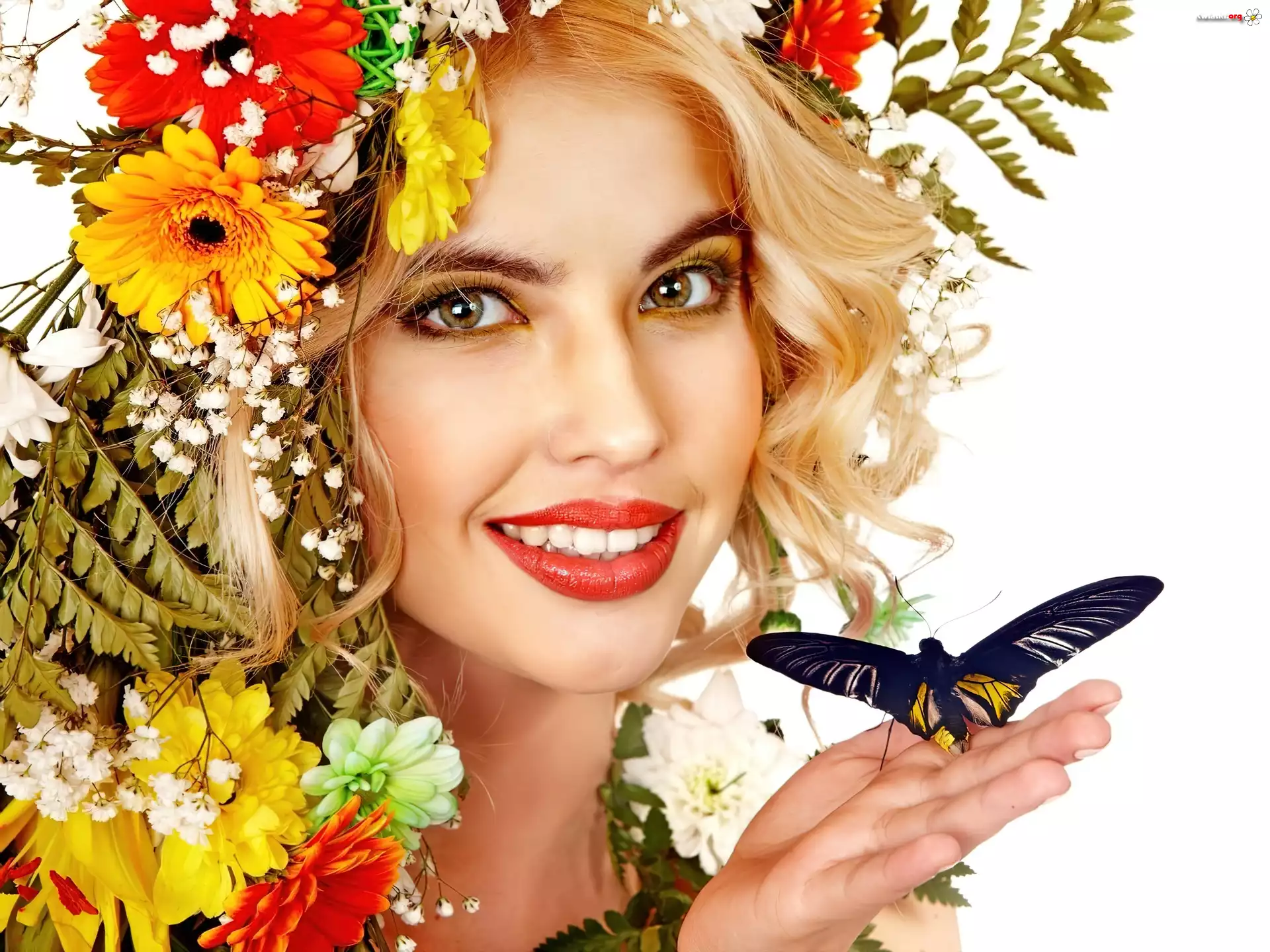 Kobieta, Wiosna, Motyl